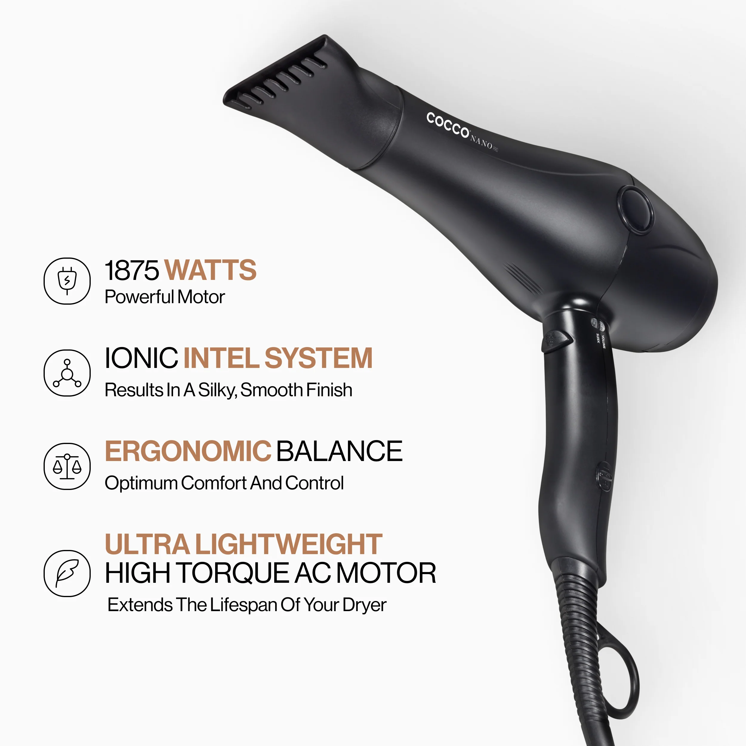COCCO® Nano Pro Hair Dryer (Black) - Image 6
