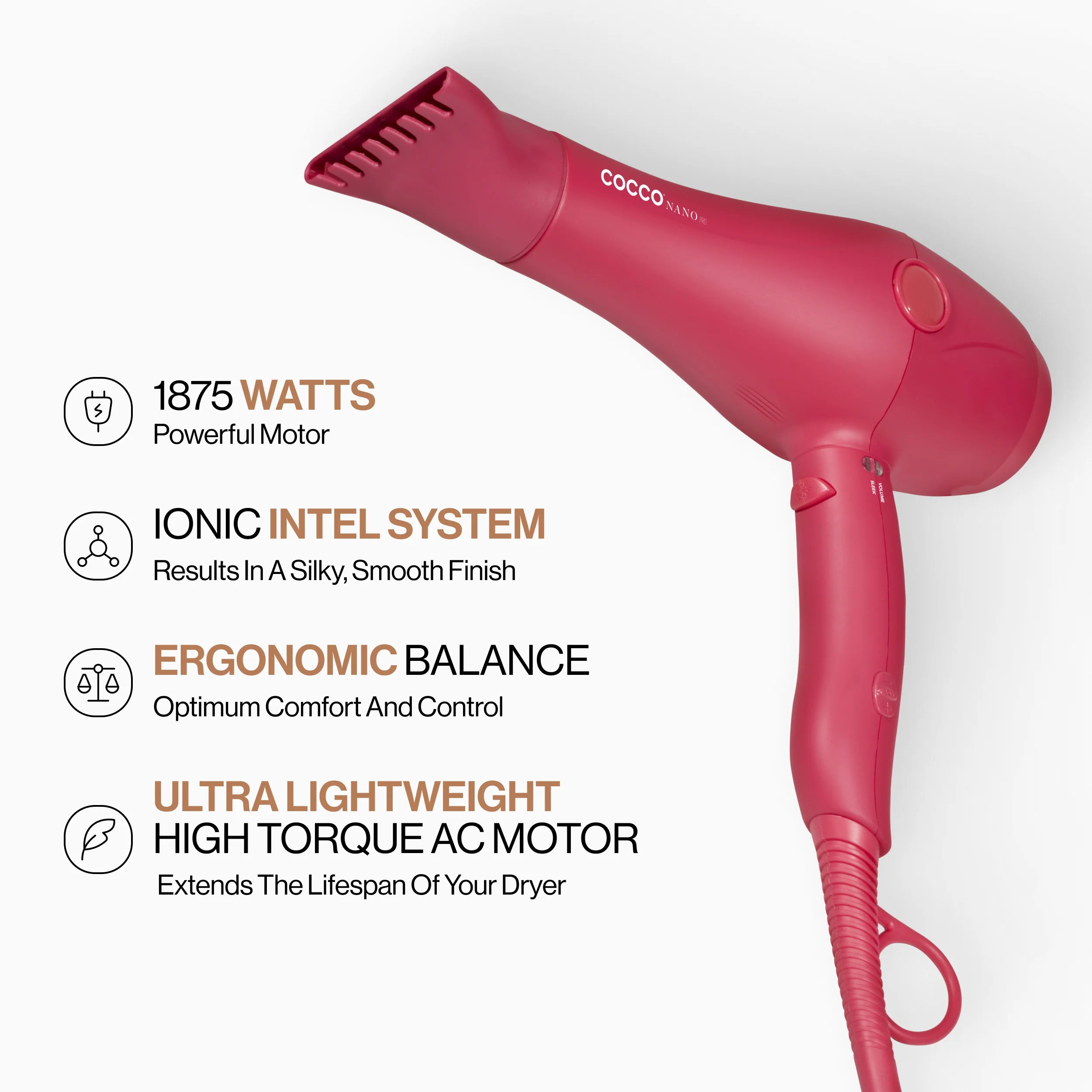 COCCO® Nano Pro Hair Dryer (Pink) - Image 6